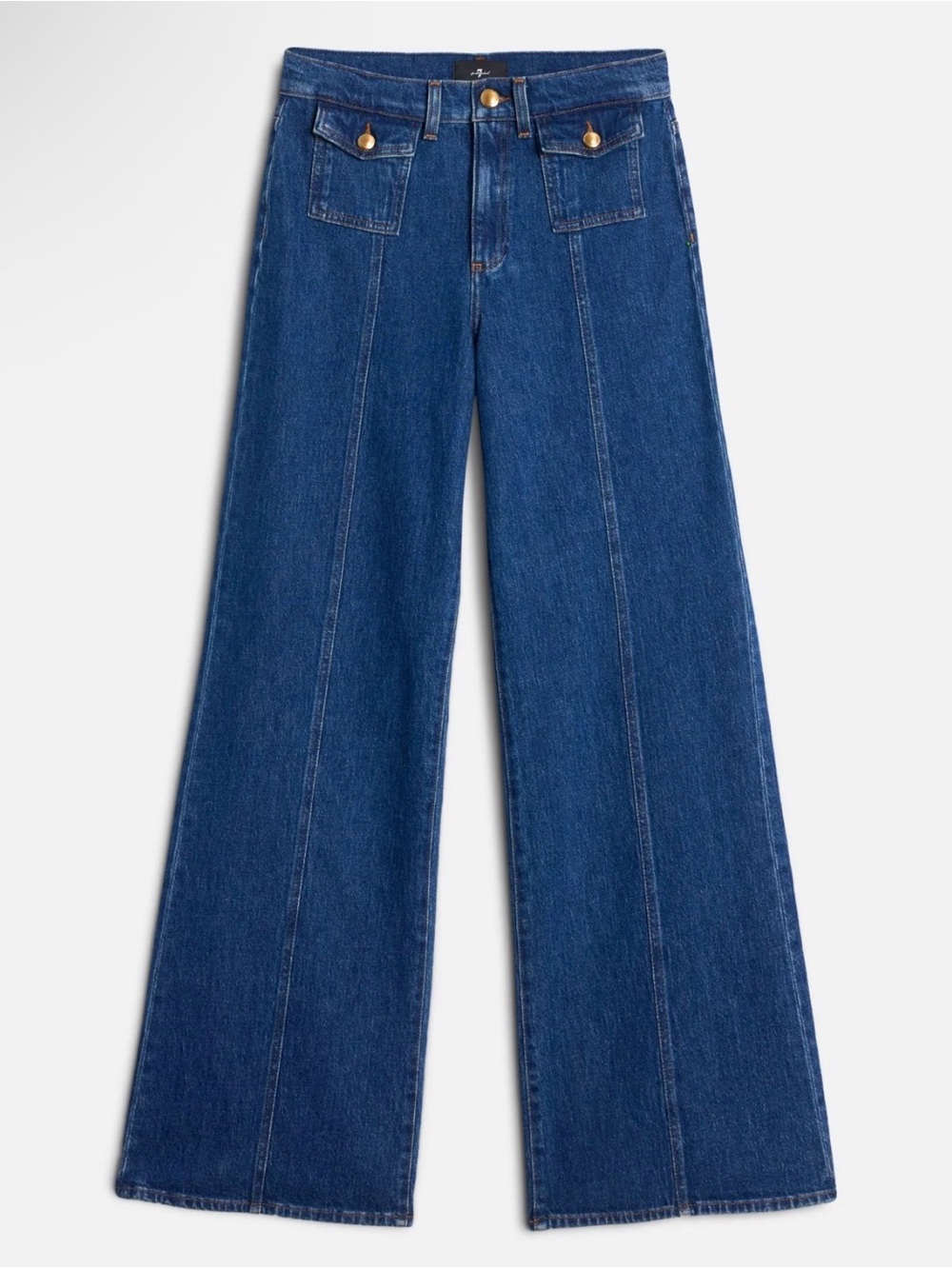 7 For All Mankind Lotta Wide-Leg Dark Blue Denim Jeans in Artifact
